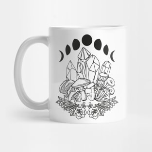 Moon Phases Crystals Mushrooms Succulents Mug